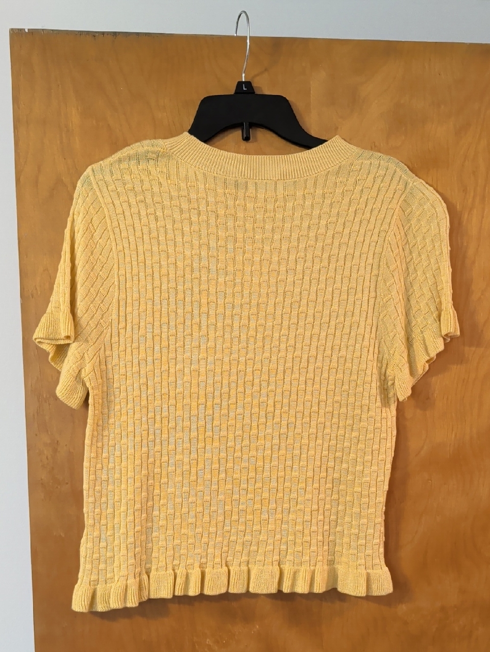 Max Studio Yellow Short-Sleeve Ribbed Knit Top - Picture 7 of 7